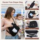 Rexmore Puffer Quilted Fanny Pack Diaper Bag for Mom - Womens Compact Crossbody Purse with Portable Changing Pad & Wipes Pouch, Travel & Quick Errand Baby Essentials Organizer(Black)