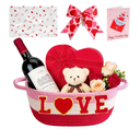 Valentines Day Basket Set Empty Baskets for Gifts Small Woven Basket to Fill with Gift Bag Bow and Greeting Card for Valentines Wedding Party Decor Baby Shower, 12 x 8 x 5.5 Inches, Pack Of 2