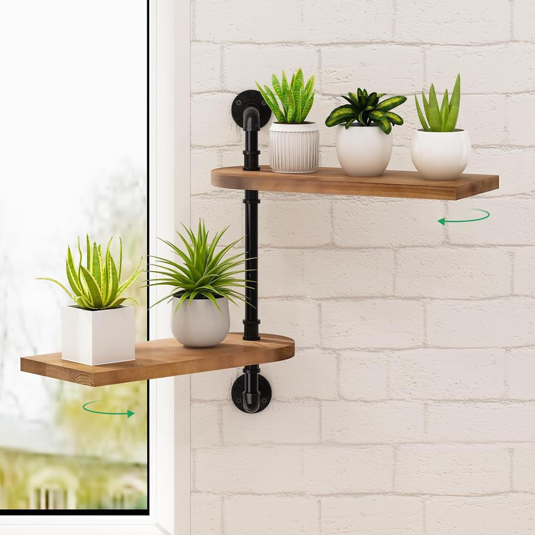 2-Tier Rotating Window Plant Shelf,Wooden Indoor Plant Stand, Wall Plant Holder, Optimal Light Exposure for Indoor Multiple Plants, Enhance Home Decor, Gift Idea for Plant Lovers