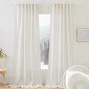 RYB HOME 108 inch Curtains - Flax Linen Blend Semi Sheer Light Glare Filtering Extra Long Drapes for Living Room Dining Doorway Farmhouse Office Sunroom, Linen, Wide 52" by Long 108", 2 Panels