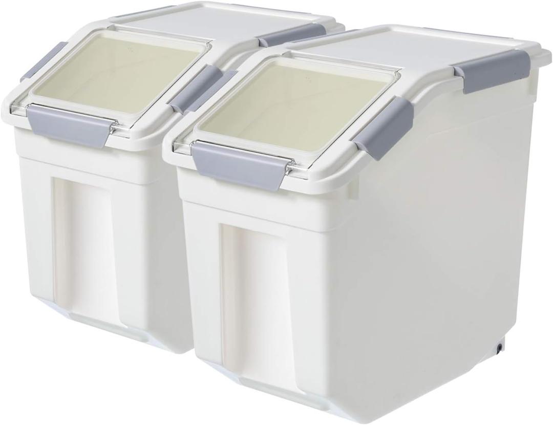 CITY BABY 2 Pack Airtight Flour Storage Container With Scoop,Dry Food, Sugar, Baking Supplies,Rice Container Set -BPA Free- Pet Food Storage Container,Dog Cat Birds Food Bin(30LB), Extra Large
