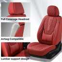 Coverado Car Seat Covers Front Seats, Luxury Faux Leather Red Seat Covers for Cars Waterproof Seat Covers with Lumbar Support, Car Seat Protector Universal Fit for Most Cars SUV Truck(Front, Red)