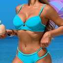 HXN Womens Two Piece Bikini Sets 2025 Neon Color Block Sexy Tummy Control Swimsuit Triangle Bathing Suit for Beach Vacation (Black, M)