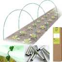 RIFNY 18 PCS Garden Hoops for Raised Beds, Greenhouse Hoops Kit Long Grow Tunnel for Row Cover, Rust-Free Fiberglass Garden Support Poles for Insect Mesh Netting Freeze Plant Cover (Green)