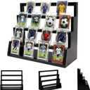 Card Display Stand 4-Tier Graded Wooden Sports Card Display CaseCard Holder Display for Trading Cards, Game Cards, Sports Cards, Baseball& Basketball&Soccer Card for Card Collection & Show