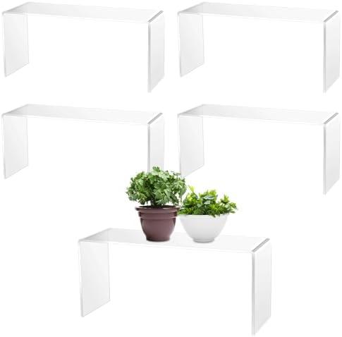 Soaoo 4 Pcs Large Clear Acrylic Riser for Display Acrylic Shelf Riser Jewelry Stand Retail Desktop Display Stand for Cupcake, Collectibles, Organize, Decor(10.25 x 4 x 4.25 Inches)