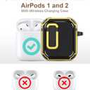 2 x Koaichi for AirPods 2nd/1st Generation Case, Full-Body Ultra-Hard Shell Protective Cover with Lock, Powerful Drop Protection, Well Built Case Designed for AirPods 2/1, Black/Yellow