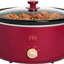 Paris Hilton 6-Quart Manual Slow Cooker, Features Three Settings (Low, High, Warm), Naturally Nonstick and Dishwasher Safe Stoneware Insert, Family Sized Capacity, Berry