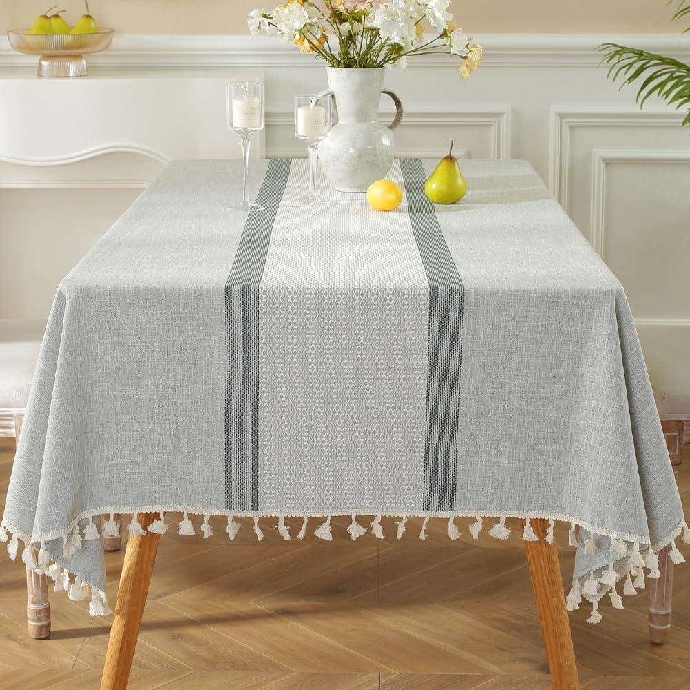 TruDelve Cloth Tablecloths Boho Gray Table Cloth Rectangle Tables 6 Foot Table Cloths Rustic Farmhouse Tablecloth(A-Grey,70"x55",Rectangular)
