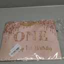 Yoirrat Rose Gold One 1st Birthday Gift Bag for Baby Girls Large Pink Happy 1st Birthday Gift Bag with Wrapping Paper and Card for One Year Old Bday Decorations Baby Shower Party Supplies