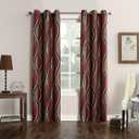 No. 918 Intersect Ogee Print Semi-Sheer Grommet Curtain Panel (48"W x 63"L (Pack of 1), Paprika Red)