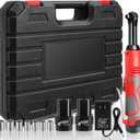 Cordless Electric Ratchet Wrench, 3/8" 18V Electric Ratchet Wrenches Set, 45 ft-Lbs 400RPM Cordless Ratchet Wrench with 2 Pack 2000mAh Lithium-Ion Battery, 7 Sockets Wrench and Charger