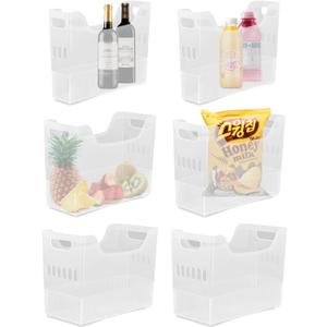 6 Pcs Plastic Freezer Organizer Bins with Wheel Tall Narrow Kitchen Organization Rolling Bins Storage for Cabinet, Bathroom, Under Sink, Office