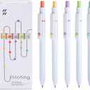 VICO Gel Pens, 5 Pcs 0.5mm Quick Dry Black Ink Pen Fine Point Smooth Writing Pens, Aesthetic Cute Office School Supplies Gifts for Women Men, High-End Series for Journaling Note Taking (White & Morandi)