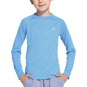 Willit Boy's UPF 50+ Sun Protection Shirt Long Sleeve Rash Guard Swim Shirts Youth SPF Fishing Quick Dry Shirt (Blue) Willit Boy's UPF 50+ Sun Protection Shirt Long Sleeve Rash Guard Swim Shirts Youth SPF Fishing Quick Dry Shirt (Blue)