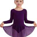 MdnMd Toddler Girls Long Sleeve Ballet Leotards Dresses Dance Skirt Ballerina Tutu Outfits