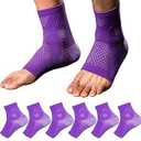 Yanmide 3Pairs Neuropathy Socks - Soothe Relief Compression Socks 20-30 mmHg - Comprex Ankle Sleeves for Arch Support, Achilles Tendonitis, and Foot Pain Relief (Purple, Medium)