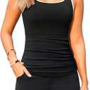 Women Tankini Swimsuit with Shorts - Two Piece Tummy Control Bathing Suit with Pockets 2025 Swimwear Black and White XXL