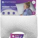 Pharmedoc Adjustable Shredded Memory Foam Bed Pillow - Perfect for Side Sleeper - Deep Center - Neck Support for Pain Relief - Queen Size - Extra Filling Pack