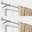 White Curtain Rods for Windows 66 to 137 - 5/8 Inch Heavy Duty Metal Curtain Rod 2 Pack - Adjustable Farmhouse Drapery Rods with Brackets - Rustic Matte