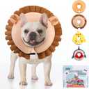 KOOLTAIL Inflatable Dog Cone Collar, Soft Cone for Dogs to Stop Licking Enhanced Alternative After Surgery, Pet Costume Recovery E Collar Adjustable Donut Neck Cone for Dogs Cats, Upgrade Size, Lion M