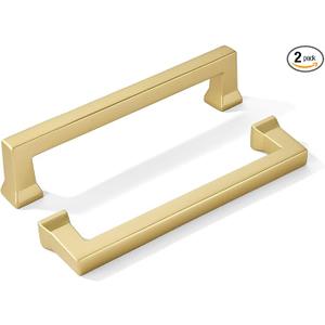 khtumeware 2 Pack 10inch(256mm) Hole Center Brushed Brass Cabinet Pulls Heavy-Duty Satin Brass Cabinet Hardware Pulls for Kitchens, bathrooms and Dresser Handle