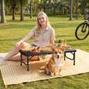 Anbte 3ft Low Folding Picnic Table, 10.3" Height Thicker Aluminum Small Camping Table with Storage Bag, Portable Handle, Lightweight, for Camping Beach Party Picnic Floor, 34.2" x 15.7", Black