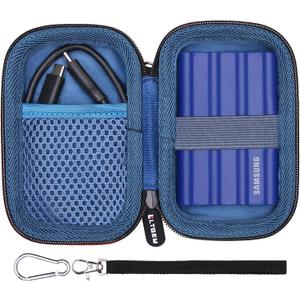 LTGEM Hard Case Compatible with Samsung T7 Shield T9 Portable SSD Solid State Drive,Blue (1.Black outer+Blue inner)