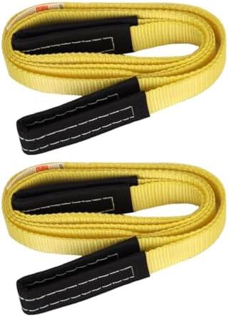 XSTRAP STANDARD 2PK 1''x 8FT Lift Sling Web Strap/Wear Guard End, Heavy Duty Flat Eye Lifting Sling with 2 Reinforced Loops for Tree Saver Lifting Furniture Appliances Machine