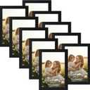 CRUGLA 4x6 Picture Frame Set of 10, Photo Frames Display 4 by 6 Picture, Clear Protective Front, for Wall or Tabletop Display, Black