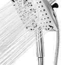 Shower Head with Handheld High Pressure, Rain Shower Head with Fixed Showerhead and 9 Sprays Handheld Shower, Detachable 2-IN-1 Shower head with 59" Rotatable Stainless Steel Hose (Brushed Chrome)