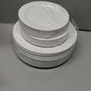 100 Pack White Plastic Plates Disposable, 10.25" & 7.5" Heavy Duty Shatterproof Plates for Large Party, Wedding, Catering (50 Large & 50 Small)