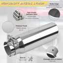 Vurkcy 3 inch Inlet Exhaust Tip, 4" Outlet 12" Overall Length Stainless Steel Exhaust Tail Pipe, Clamp-On, Rolled Edge, Slant Sleek Angle Cut, Polished Tailpipe, Silvery