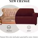 Qubjus Stretch Sofa Slipcover Loveseat Slipcovers for 2 Cushion Couch Soft Couch Cover Furniture Protector Jacquard Fabric Small Checks with Elastic Bottom for Kids Pets (Burgundy, Medium)