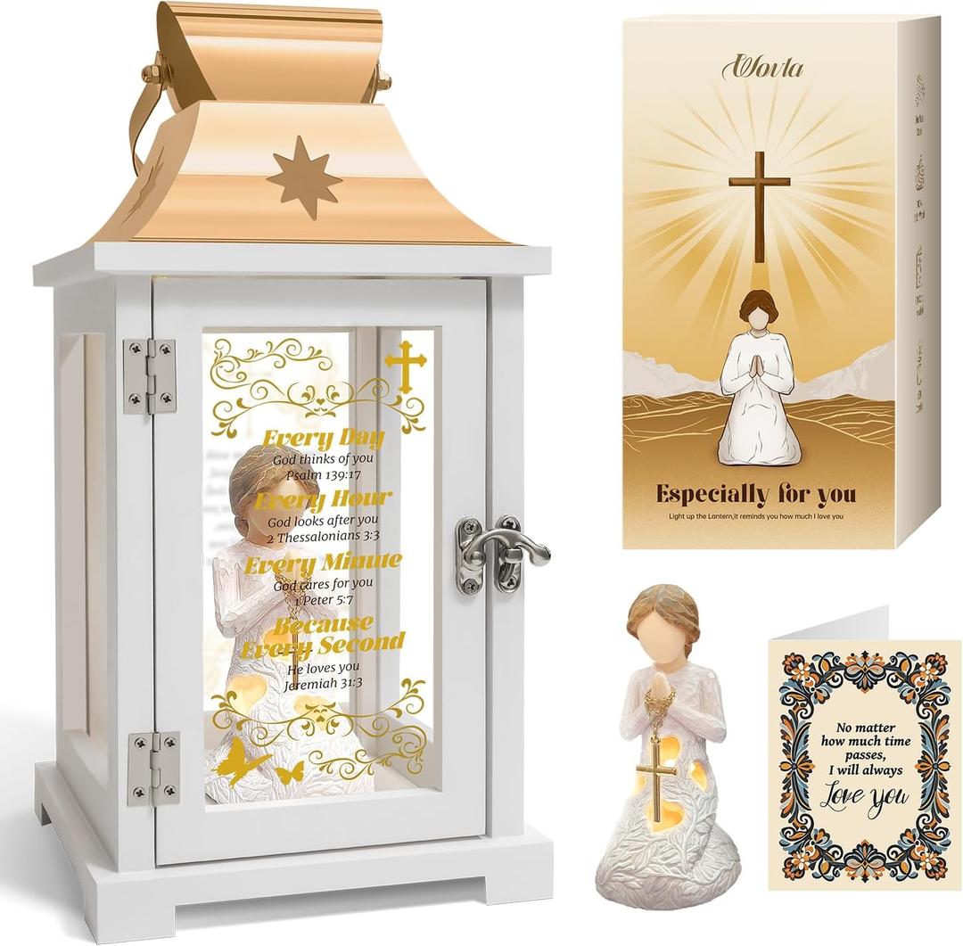 Christian Gifts for Women Faith, Inspirational Gift, Prayer of Peace Figurine Lantern, Religious Gifts for Female Men, Spiritual Gift (Every)