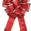 2 x BinaryABC Valentine's Day Bows Decoration Ornaments,Christmas Tree Topper Bow(Red)