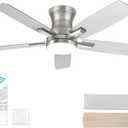 YUHAO 52 Inch Black Ceiling Fan with Light and Remote Control.Noiseless,Dimmable,3CCT,6 Speeds Reversible, DC Ceiling Fans for Indoor or Covered Outdoor