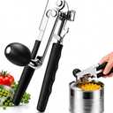 Commercial Can Opener, Hand Crank Can Opener with Magnet, Heavy Duty Stainless Steel Smooth Edge,Comfortable Extra long Handles and Oversized Knob for Kitchen and Seniors