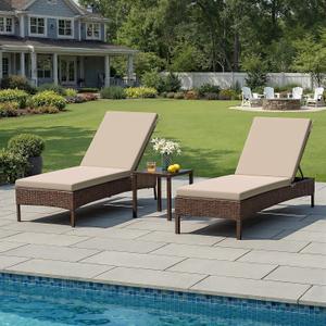 Crestlive Chaise Lounge Cushions Outdoor Set of 2, 72"x21", Waterproof | Pool Lounge Chair Cushions with Removable Cover, Fade Resistant Lounger Cushions for Patio Furniture, Tan