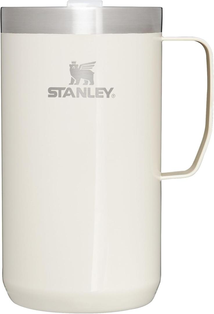 Stanley Stay-Hot Camp Mug 12 oz & 24 oz | Press Fit Drink Through Lid | Cup for Coffee, Tea and Drinks | Insulated Stainless Steel Coffee Mug | BPA-Free (Cream Gloss)