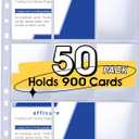9 Pocket Card Sleeves, Holds 900 Cards, Trading Card Binder Sleeves, 3 Ring 9 Pocket Pages for Sports Cards, Coupons, Game Cards, 50 Pack