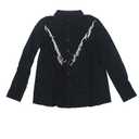 Allegra K Fringe Button Down Shirt for Women's Long Sleeve Spakle Tassel Western Cowgirl Blouse L Black