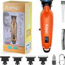 KEMEI 2293 Zero Gapped Hair Trimmer for Men, Cordless T Blade Beard Trimmer with LED Display, Professional Barber Hair Clippers, Orange