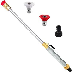 High-Pressure Washer Wand Kit with Brass Finish - Durable Plastic, Universal Threads for Garden Hose (Gray)