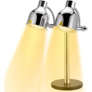 Commercial Dual Head Food Heat Lamp Adjustable Stainless Steel Head with Marble Base 2 Heating Bulbs for Food Heating Warmer Light Lamp for Food Service Heat Lamp Commercial Dual Head Food Heat Lamp Adjustable Stainless Steel Head with Marble Base 2 Heating Bulbs for Food Heating Warmer Light Lamp for Food Service Heat Lamp