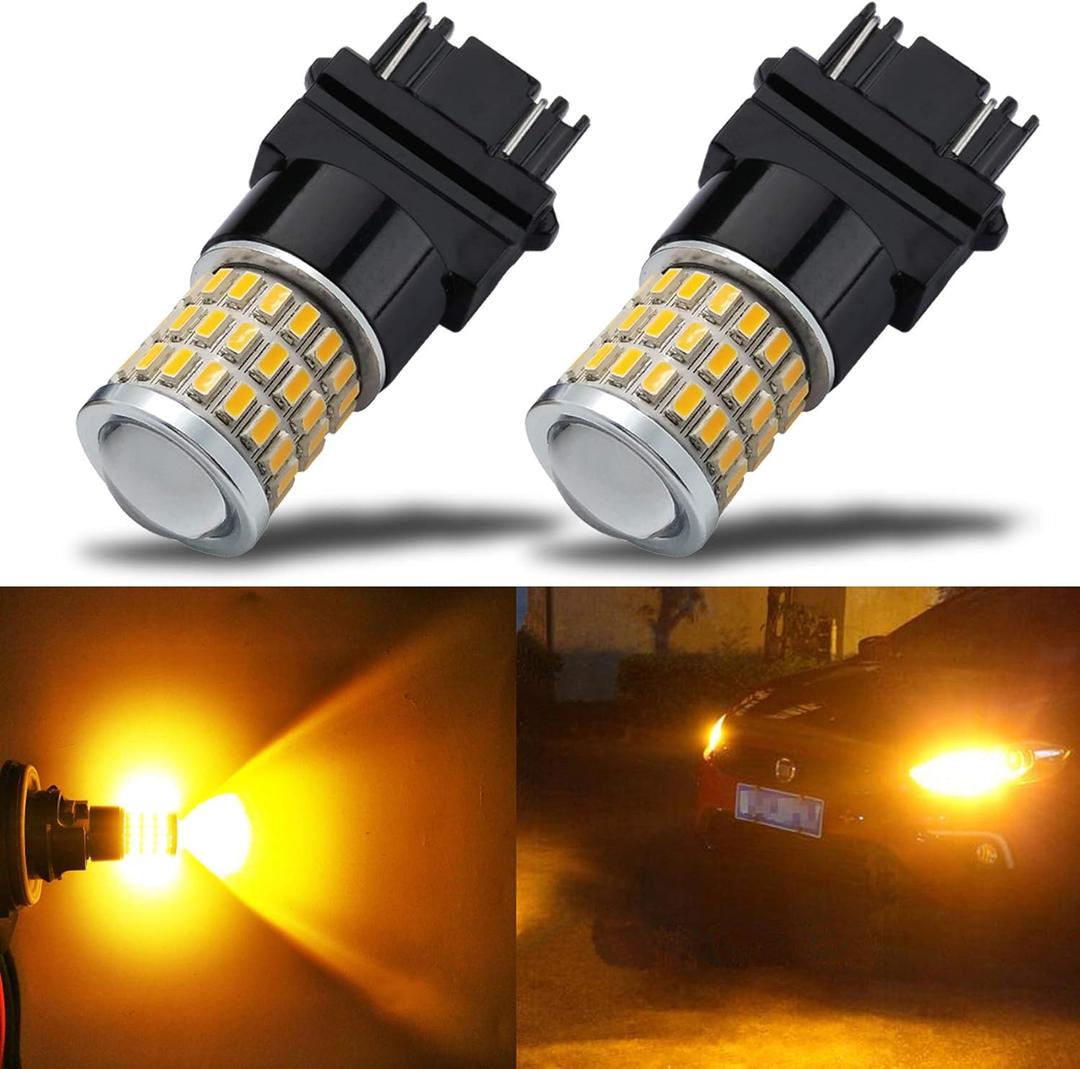 iBrightstar 3157 LED Bulb Amber, 3157a LED Turn Signal Bulbs Super Bright for Rear Front Blinker Lights Brake Tail Lights, 2 Pack