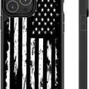 Compatible with iPhone 16 Case,Black White Flag Case for iPhone 16 Design for Men Boys [Anti-Scratch] Non-Slip+Shockproof Rugged TPU Protective Case