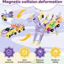 2-in-1 Transforming Race Car Dinosaur Toy DinoDrive Automatic Transforming Car into Dinosaur, Educational Toys for Boys & Girls, Crash Action & Lights, for Kids(Luminous)