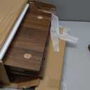 Smuxee Walnut Wooden Nightstand with 2 Drawers, Mid Century Night Stand with Embossed Checkerboard Doors, Bedside Table with Solid Feet, Modern End Side Table for Bedroom