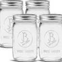 Wide Mouth Mason Jars 32 oz - (4 Pack) - Clear Glass Quart Mason Jars With Airtight Lids and Bands. For Storage, Canning, Fermenting, Meal Prep, Cold Brew Coffee, Freezing, Microwave & Dishwasher Safe